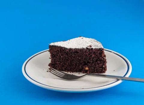 Slice bakery cake chocolate choco fork Stock Photos