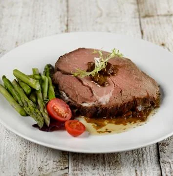 Slice of beef roast Stock Photos