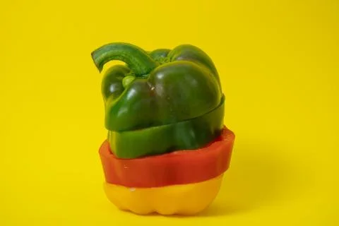 Slice bell pepper on color background Fotos Stock
