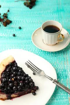 Slice of bilberry cake Stock Photos