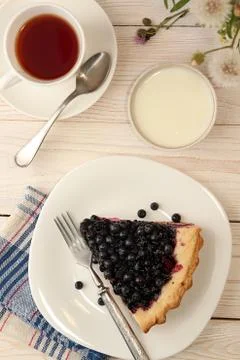 Slice of bilberry cake Stock Photos