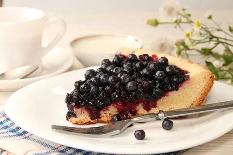 Slice of bilberry cake Stock Photos