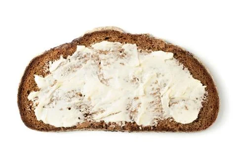 Slice of black bread with butter. Foto stock