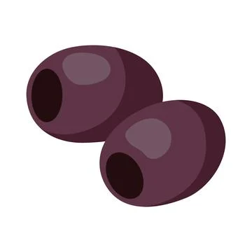 Slice of black olives. Fresh vegetables for salad. Stock Illustration