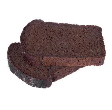 Slice of black rye bread isolated on a white background Stock Photos