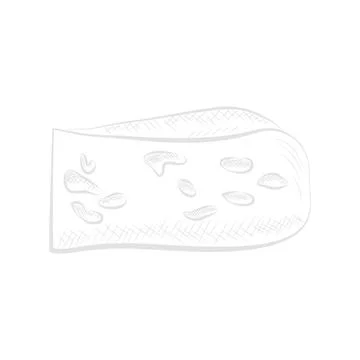 Slice of blue cheese line sketch, moldy delicatessen dairy product Stock Illustration