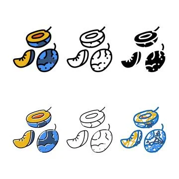 Slice blue plum fruit color icon vector designs Stock Illustration