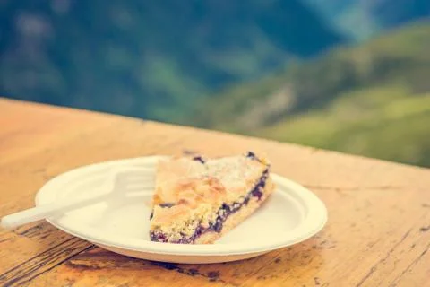 Slice of blueberry pie. Stock Photos