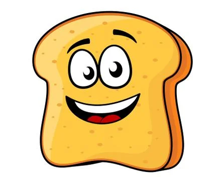 Slice of bread with a beaming smile Illustrazione stock