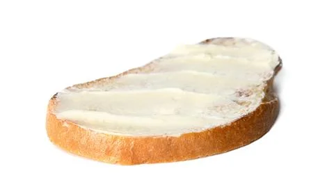 Slice of bread with butter isolated on white Stock Photos