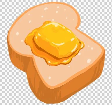 Slice of bread butter spread breakfast toast cartoon style illustration drawi Illustrazione stock