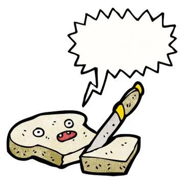 Slice of bread cartoon character Illustrazione stock