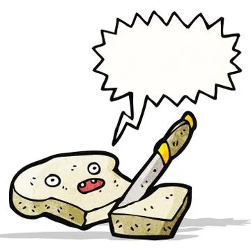 Slice of bread cartoon character Illustrazione stock