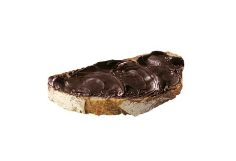 Slice of bread with choco paste isolated Stock Photos