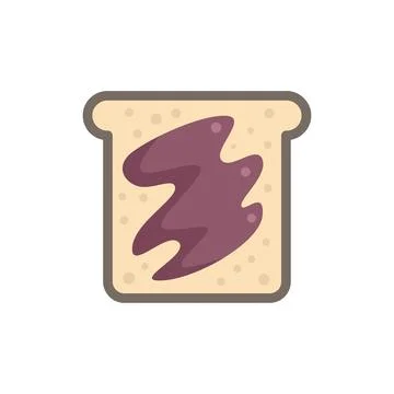 Slice of bread covered in grape jelly spreading quickly Illustrazione stock
