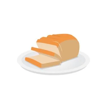 Slice Bread on dish flat vector design.White sandwich bread 스톡 일러스트