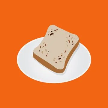 Slice Bread on dish vector.wheat bread 스톡 일러스트
