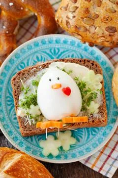 Slice of bread with egg Stock Photos