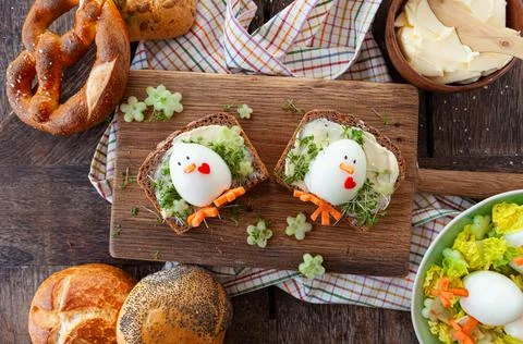 Slice of bread with egg Stock Photos