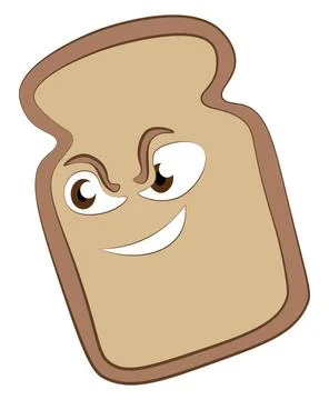 Slice bread with eyes vector color illustration. A bread slice with brown ... Foto stock