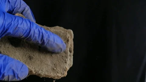 Slice of bread falling on moldy bread, particles of mold slow motion, swirl, flo Stock Footage 115832364