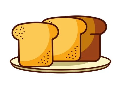 Slice bread fresh food bakery Illustrazione stock