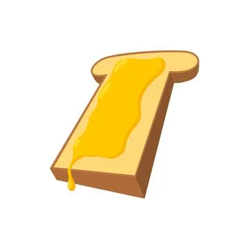 Slice of bread with honey cartoon icon Stock Illustration