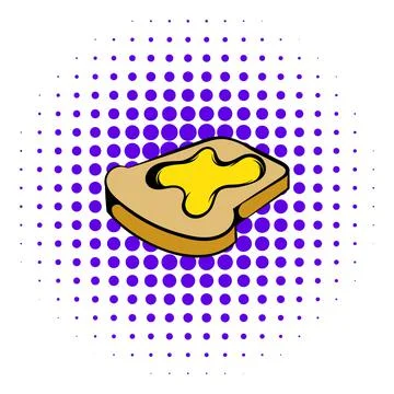 Slice of bread with honey icon, comics style Stock Illustration