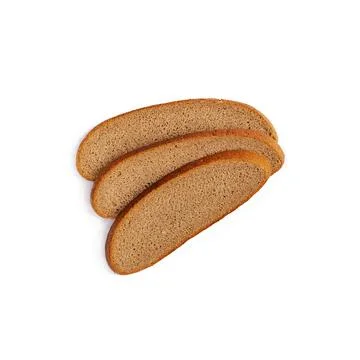 Slice of bread isolated on white background. Top view. Stock Photos