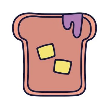 Slice bread with jam and butter cartoon icon style design Stock Illustration