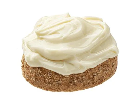 Slice of bread with melted cheese isolated on white background Stock-Fotos