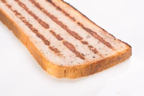 Slice of bread with minced meat, a traditional Bulgarian breakfast. Called Foto stock