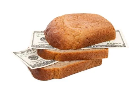 Slice bread with money Stock Photos