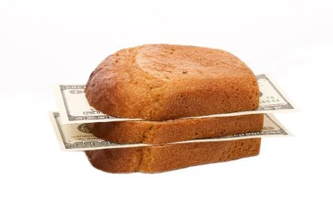 Slice bread with money Stock Photos