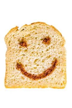 A slice of bread with nutella smile Foto stock