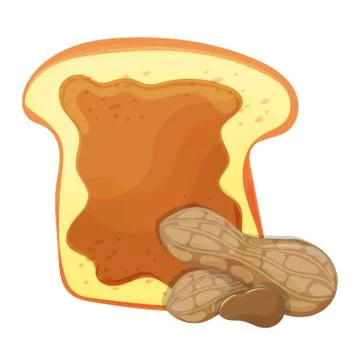 Slice of bread or toast with peanut butter isolated illustration Illustrazione stock