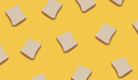 Slice Bread Pattern on yellow background vector.Slice of wheat bread design Stock Illustration