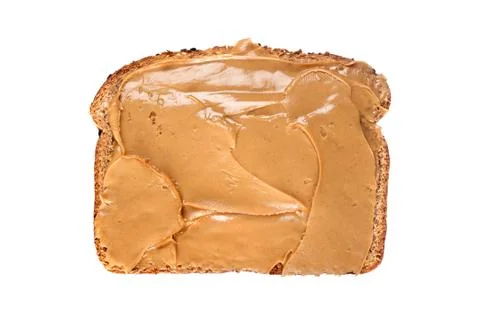 Slice of bread with peanut butter Stock Photos