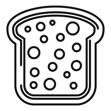 Slice of bread with seeds line icon, bakery product symbol Illustrazione stock