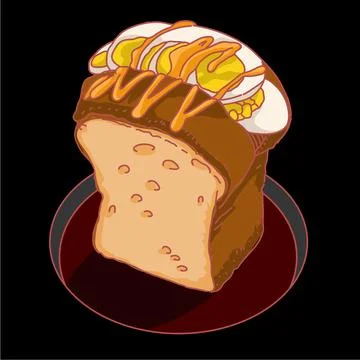 A slice of bread with a slice of cheese , melted mustard and an boiled egg on to 스톡 일러스트