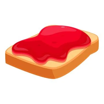 Slice of bread with strawberry jam being spread on top Stock Illustration