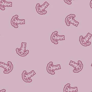 Slice broccoli line seamless pattern Stock Illustration