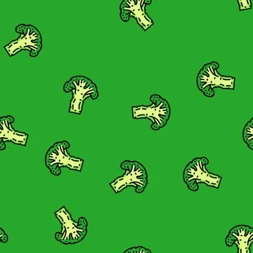 Slice broccoli vector seamless pattern Stock Illustration