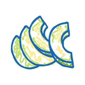 Slice bunch of avocado green icon doodle illustration 스톡 일러스트