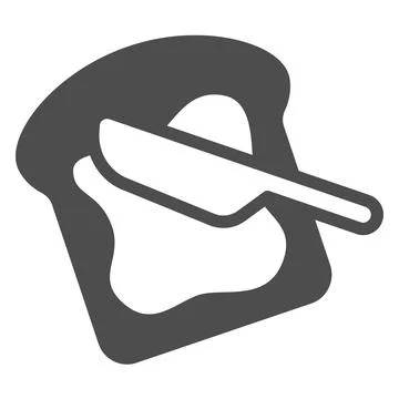 Slice of buttered bread and knife solid icon, dairy products concept, toast Stock Illustration