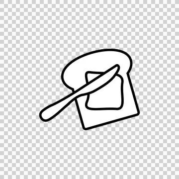 Slice of buttered bread and knife line icon, dairy products concept Stock Illustration