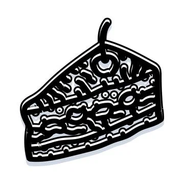 Slice of cake with cherry illustration drawing Stock Illustration