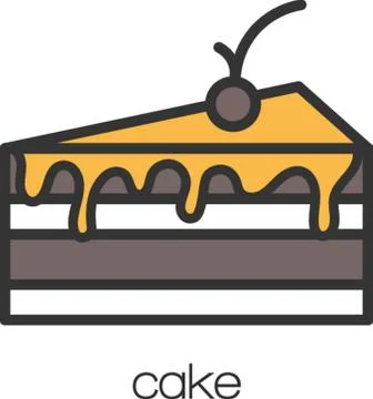 A slice of cake with cherry topping Stock Illustration