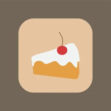 A Slice of Cake With Cherry Topping Stock Illustration