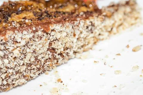 Slice of cake, close up Stock Photos